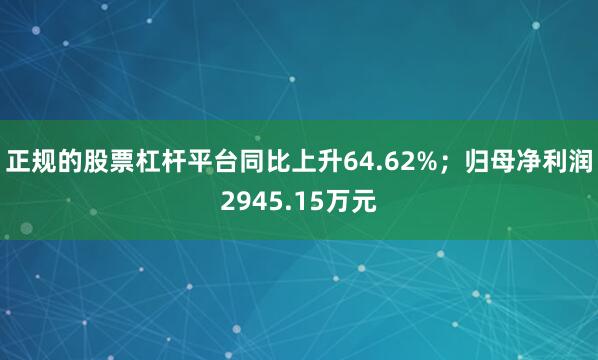 正规的股票杠杆平台同比上升64.62%；归母净利润2945.15万元